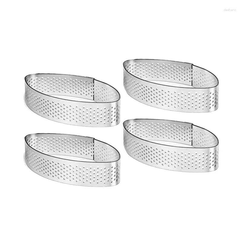 Baking Tools 4PCS Cake Mold Tool Pastry Cheese Tart Ring Kitchen Utensils Porous Mouss French (Boat)