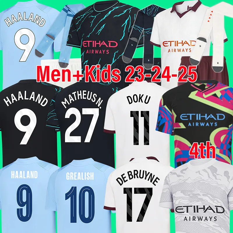 23 24 25 MANs cities soccer jerseys HAALAND DOKU ALVAREZ fourth 4th Dragon GREALISH FODEN football shirt DE BRUYNE GVARDIOL MANCHESTERS men kids kits Matheus Nunes