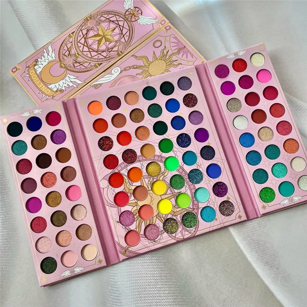 Palette de fards à paupières à paillettes, 96 couleurs, Design de dessin animé, brillant, imperméable, longue durée, fard à paupières, pigments, produits de maquillage