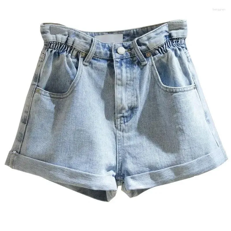 Damesjeans met hoge taille Bud-denimshorts Losse zomer All-match dunne krullende A-lijn broek met wijde pijpen Trend