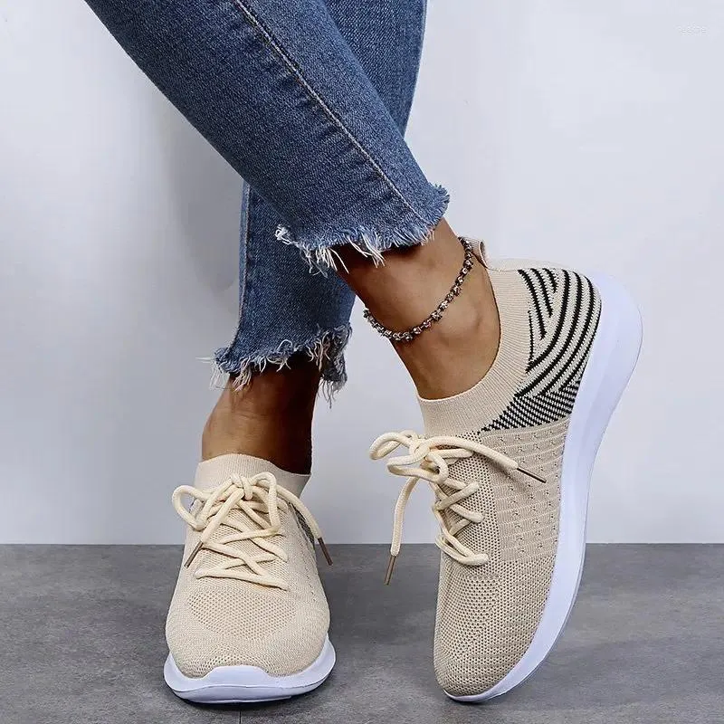 Casual Shoes Ladies Sneakers Lace Up Socks Summer Outdoor Running Vulcanized Plus Size 35-43