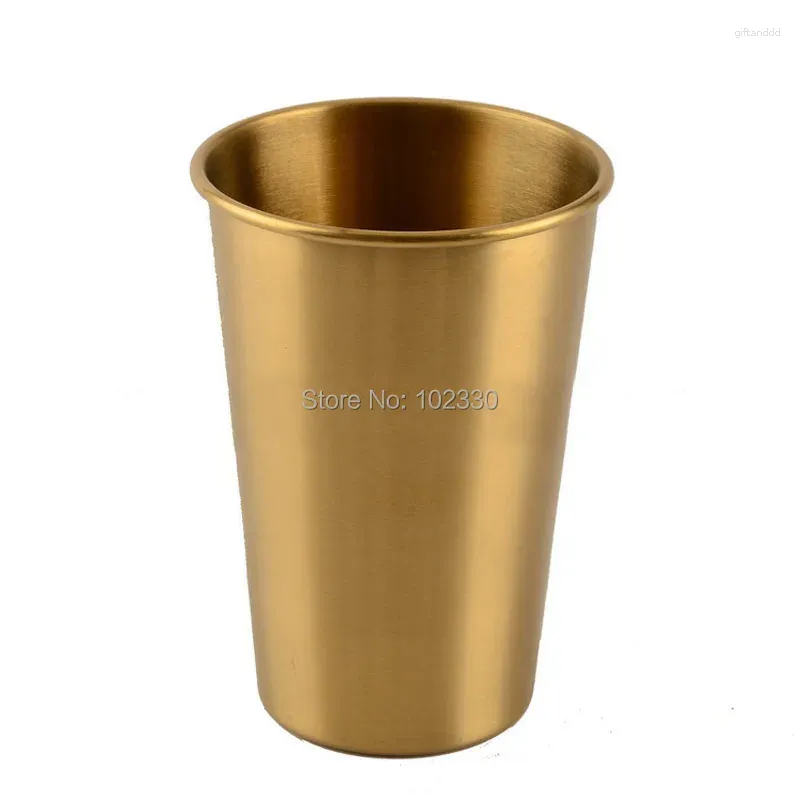 Tumblers 20st Rostfritt stål Guldfärg Tumbler Metal Cups Outdoor Camping Travel Drinking Coffee Tea Beer Drinkware