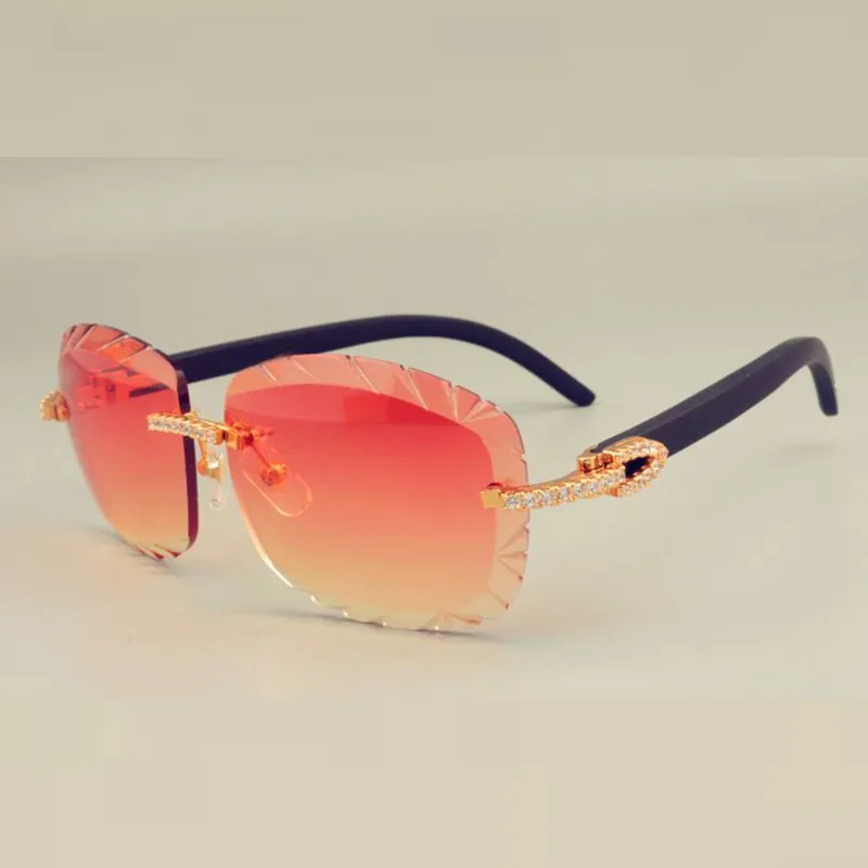 lente incisa 8300715-B occhiali da sole con diamante medio occhiali da sole in legno nero naturale lente 3.0 spessore