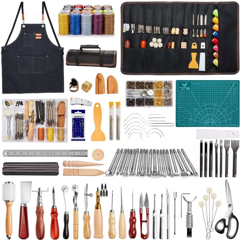 Forniture, grembiule e borsa per attrezzi da lavoro Tuykay, kit di utensili con strumenti per stampaggio, kit di rivetti, kit di cucito in pelle