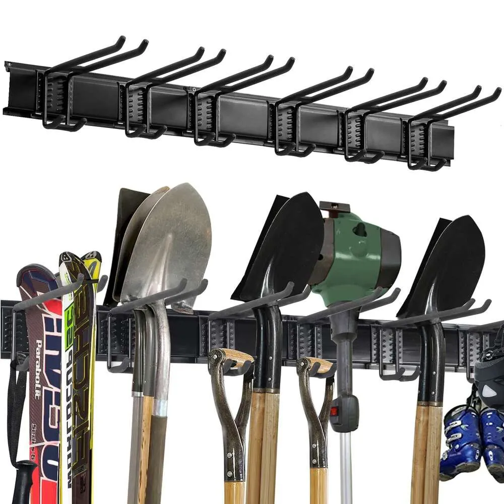 Aking Ace Mount Rack, Heavy Duty Garage Organizer, Garden Tool Hooks i wieszaki, przytrzymaj do 350 funtów czarny