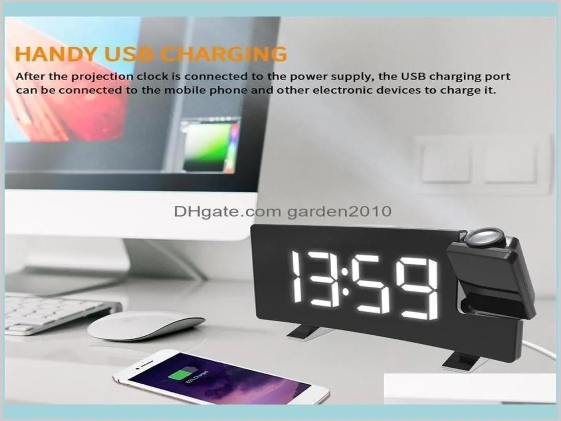デスクテーブルクロックプロジェクション目覚まし時計デジタルスヌーズ機能バックライト回転可能なウェイクアッププロジェクターマルチ5431639