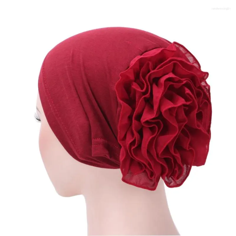 Abbigliamento etnico Cappello avvolgente africano Design adorabile Sciarpa Fiore Nodo Tinta unita Pronto da indossare Turbanti per le donne Cappellini hijab musulmani Moda