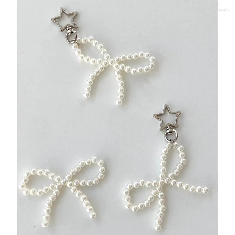 Porte-clés perles nœuds pour téléphone portable, lanière étoile, pendentif nœud papillon, accessoire de chaîne de téléphone T8DE