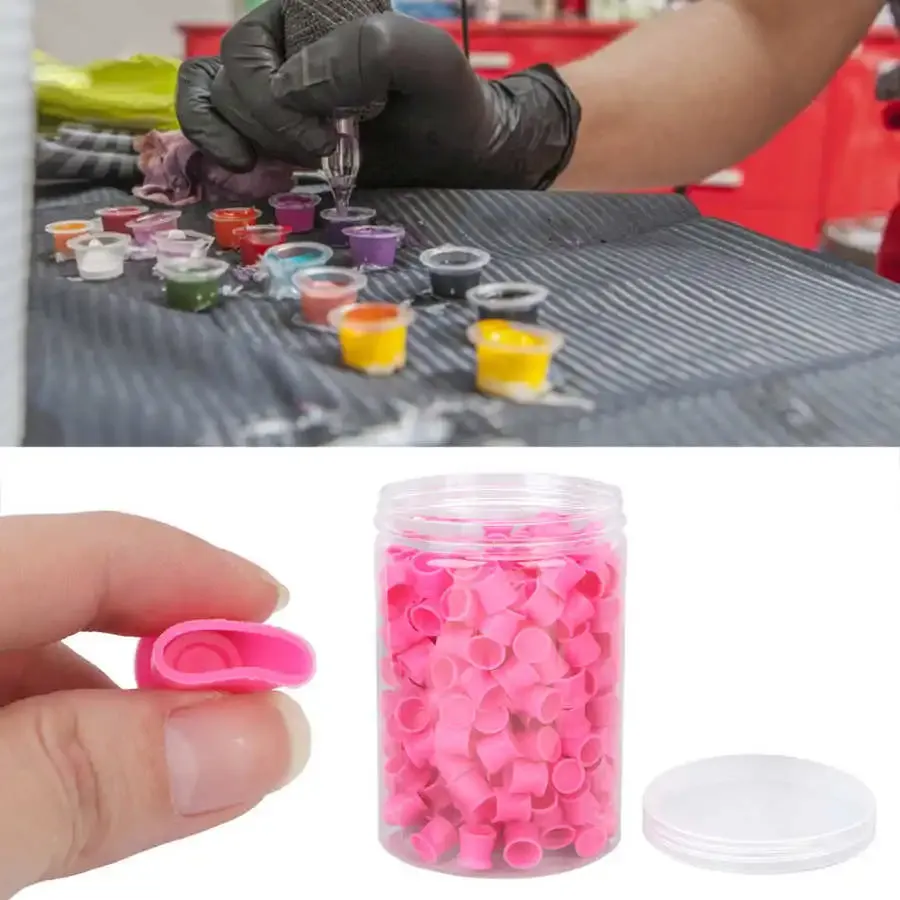 accesories 300pcs Tattoo Ink Food Grade Silicone Tattoo Cups for Beauty Shop Permanent Makeup Tattoo Pigment Cups Tattoos Color Cup