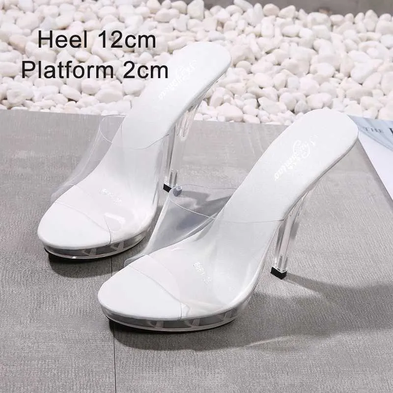 Elbise ayakkabıları yeni seksi çok yönlü moda kadın 15 cm ince topuk şeffaf podyum yüksek topuklu kristal sandaletler model performans gnhc h240321