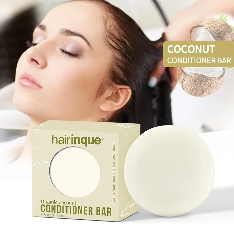 Conditioners HAIRINQUE Organic Handmade Coconut Conditioner Bar Solid Hair Conditioner Soap Deep Hydrating Repair For Dry Damaged Hair Care