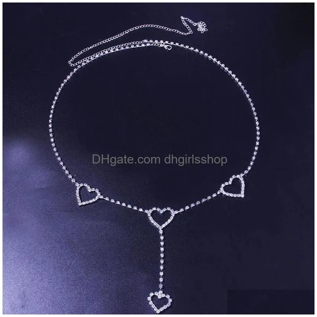 Other Stonefans Y Luxury Heart Shape Waist Chain Belt For Women Fashion Crystal Jewelry With Christmas Gift 221008 Drop Delivery Body Dhsac