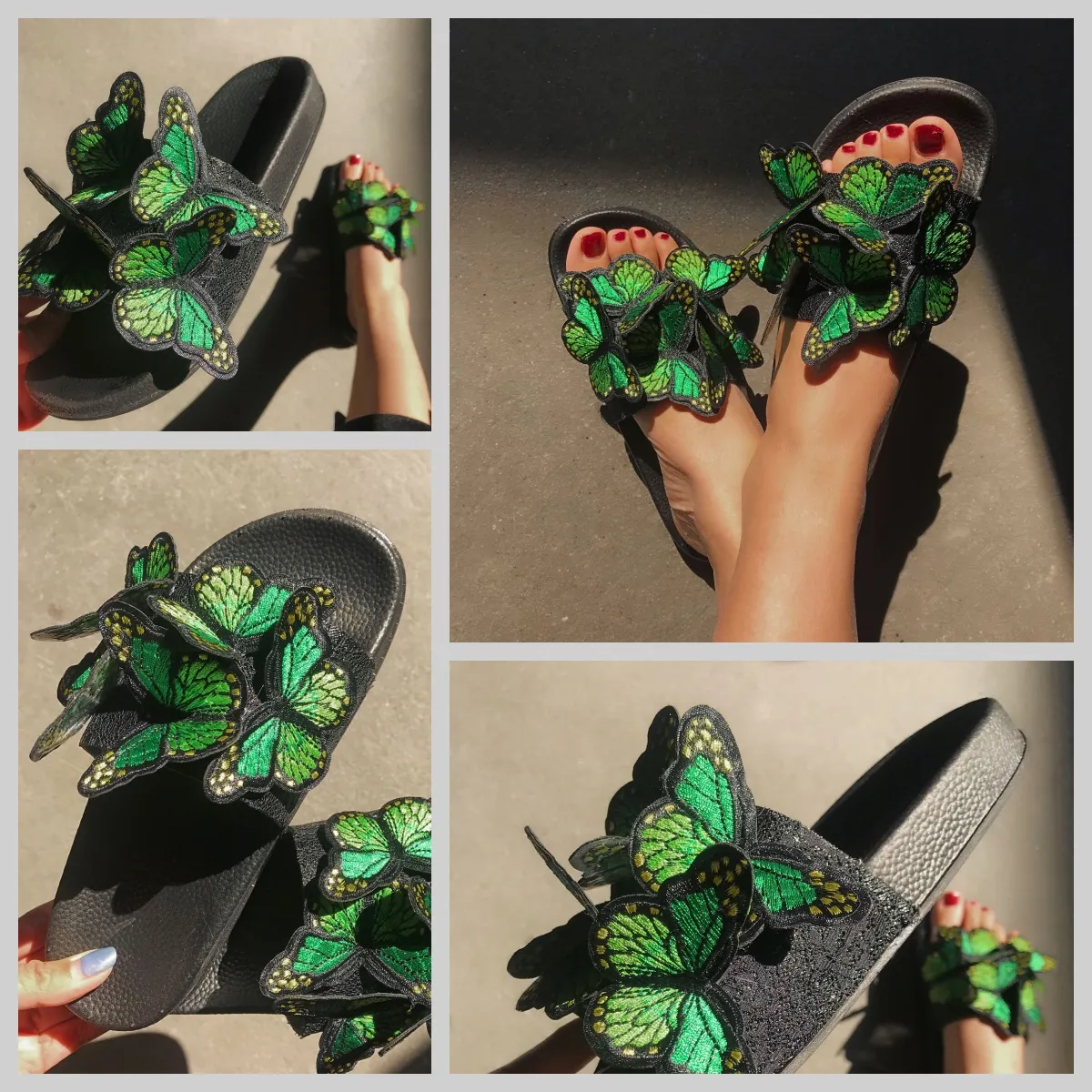 2024 Dames Zomer Craft Geborduurde Driedimensionale Vlinder Slippers GAI Sandalen met dikke hak schattig