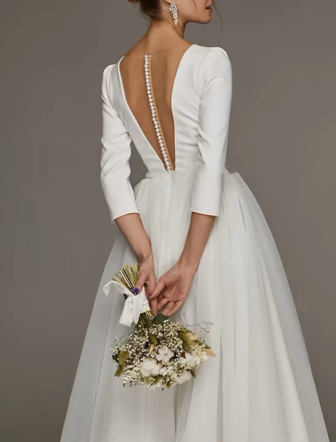 Ivory Tulle A-Line Bridal Gown: Elegant Short Wedding Dress with 3/4 Sleeves  - Shop Now! from Dhgate Other Wedding Dresses - price 280.4, image size:1140x1500