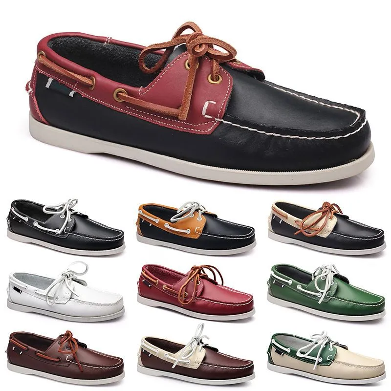 Scarpe casual da uomo Nero Tempo libero Silvers Taupe Dlives Marrone Grigio Rosso Verde Walking Low Soft Multis Pelle Sneakers da uomo Scarpe da ginnastica da esterno Scarpe da barca Traspiranti BB038