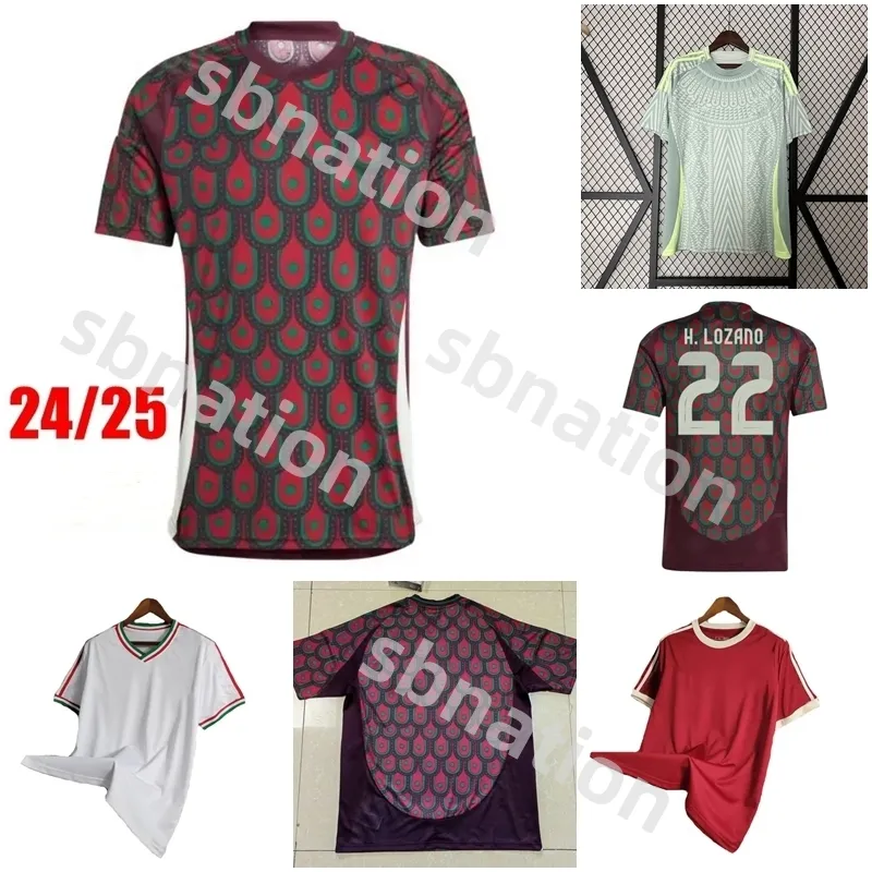 Qualidade da Tailândia 24 25 Copa 2024 México Camisas de futebol mexico Camisa de futebol infantil de kit de futebol vermelho e branco camisas de futebol chicharito lozano homens conjuntos uniformes