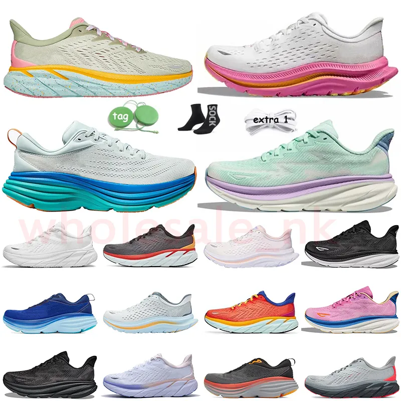 HOKA ONE Bondi 8 Carbon x 2 احذيه رياضيه للفتيات والفتيان hokas Clifton 8 white training Sneakers eggnog shifting sand Shock absorption highway marathons Trainers