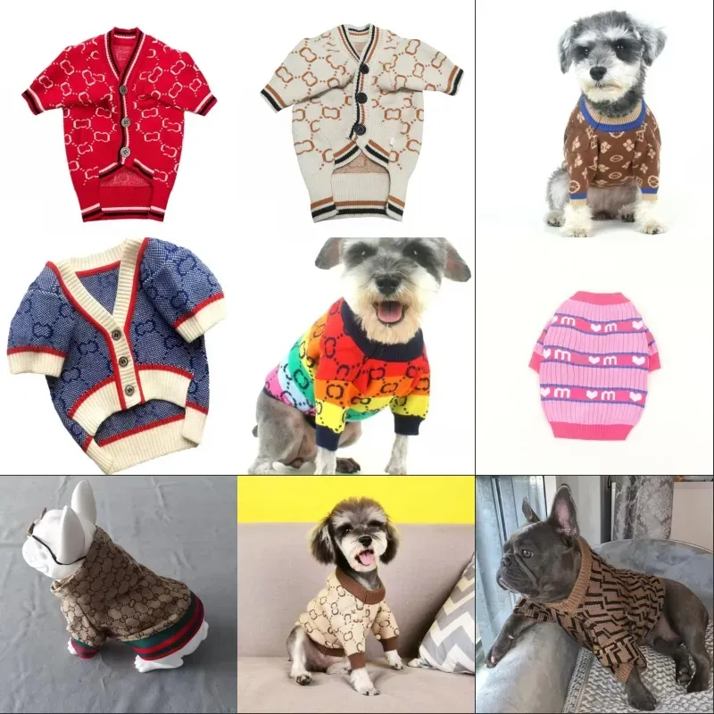 Klassisk stor designer hundrock hundkläder vinter varm stickad tröja kattkassor kläder mode hundkläder för små hundtillbehör special chirstmas gåva