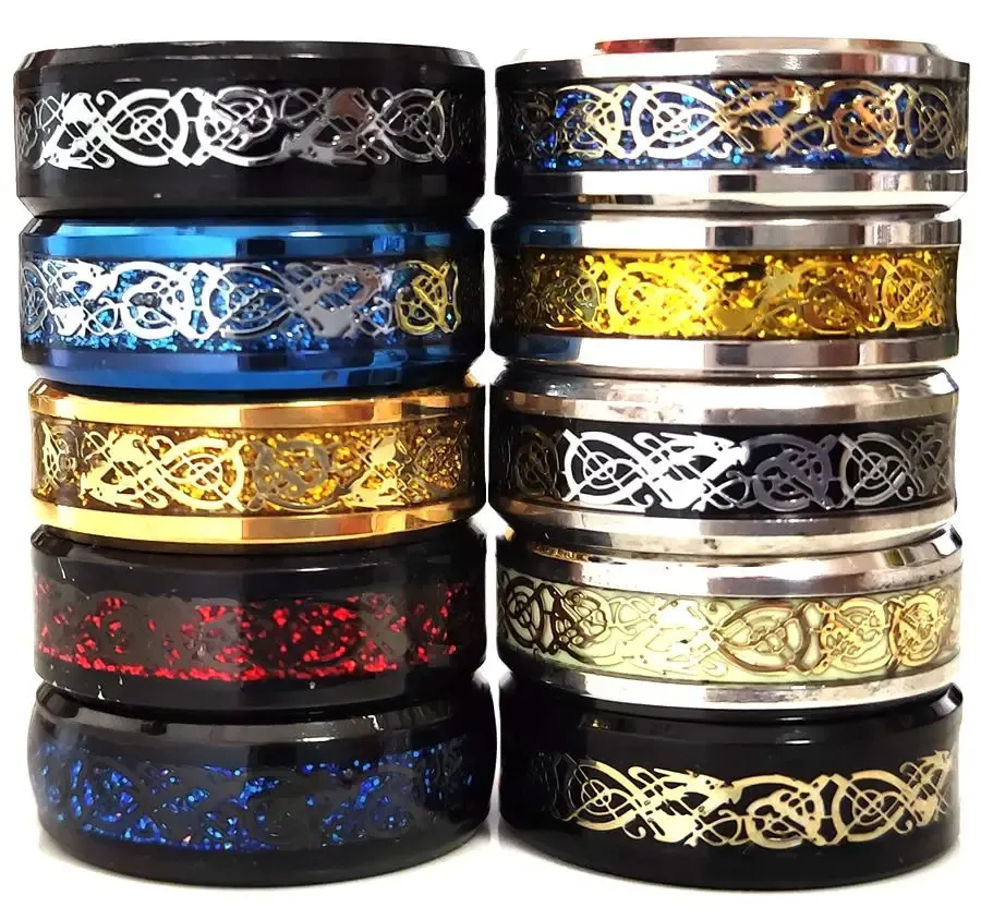 Toptan 30pcs Retro Dragon Ring Erkekler için 10 Stil Çeşitli Ejderha Erkek Kadın Konforlu Serin Yüzükler Punk Stil Erkek Hediyeler 240313