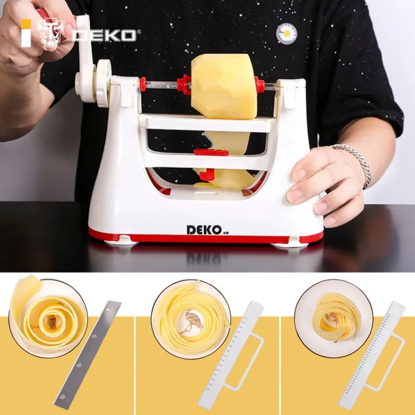 DEKO Manual Vegetable Cutter Multifunctional Stainless Steel Fruit Slicer Potato Chopper With 3 Blades Kitchen Tools 210317309A