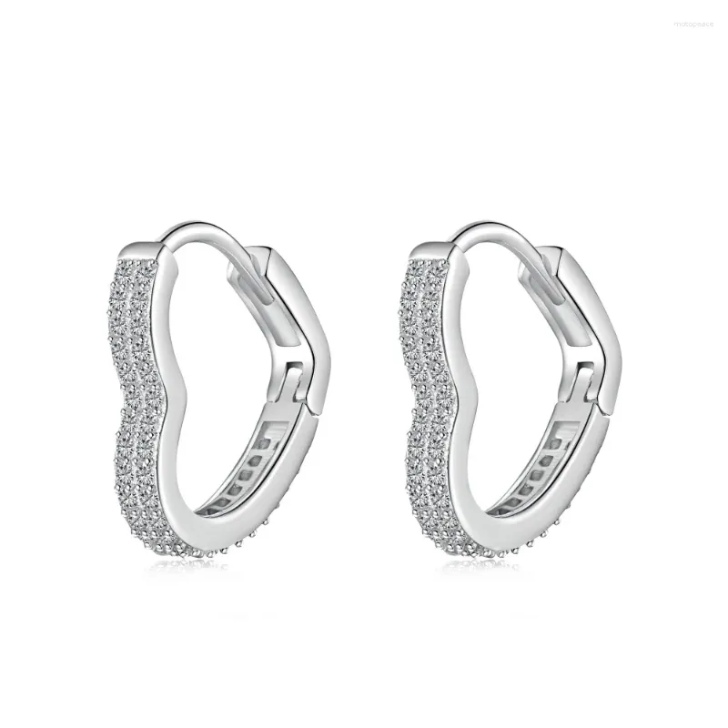 Brincos de parafuso prisioneiro versão coreana s925 prata esterlina feminino com incrustação de diamante completo em forma de coração para moda personalizada