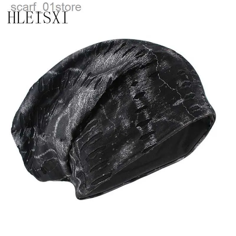 Chapéus Lenços Conjuntos HLEISXI Mens Hip Hop Moda Gorros Skullies Primavera Quente Fino Mens Marca Buraco Casual Chapéu Ao Ar Livre Das Mulheres Novo HatC24319