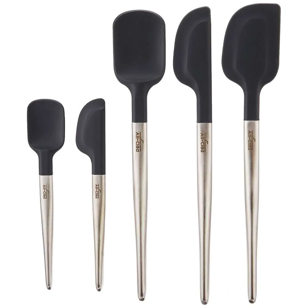 All-Clad Special Silicone Gadgets 5 Piece Set, Spatulas Tools, Kitchen Hacks Black