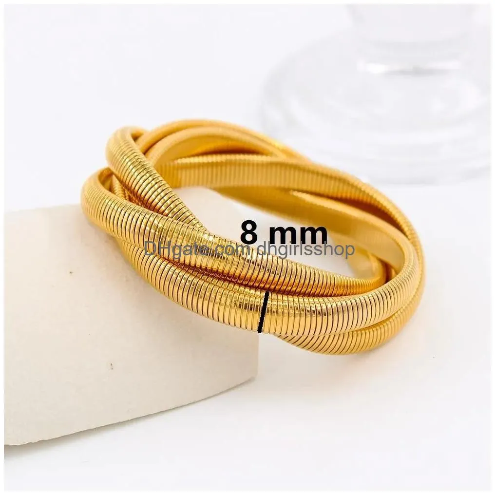 Bangle 18K vergulde stalen armband Vintage elastische zigeunerpolijsten voor dames meisjes mode-esthetische sieraden 230710 Drop Delivery B Dhgeu