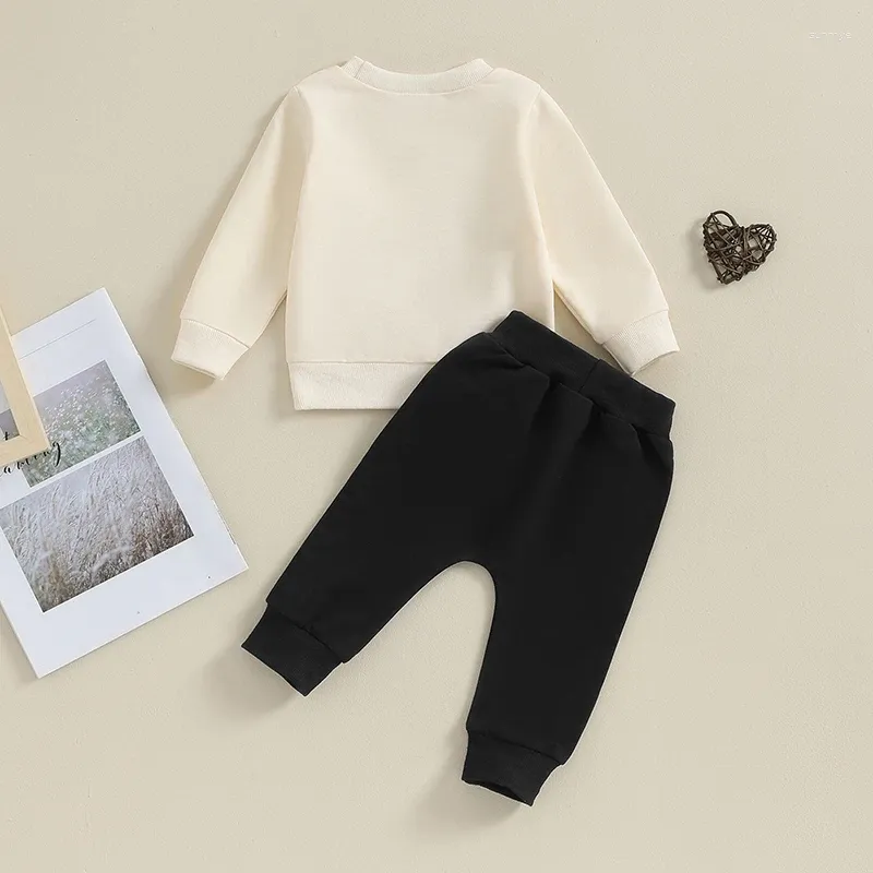 Kledingsets Peuter Baby Meisje Winterkleding Lange mouw Letterprint Crewneck Sweatshirt Tops Broek Baby Outfit