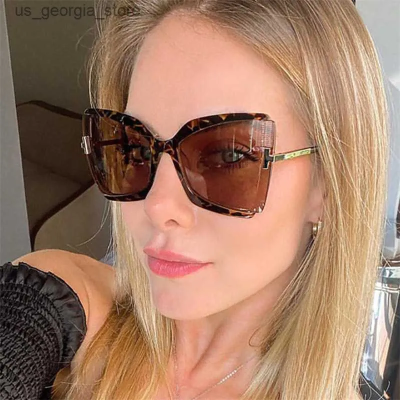 Sunglasses Brand Designer T Sunglasses 2022 New Oversized Square Women Sun Glasses Female Big Frame Colorful Shades fpr women Oculos Y240320