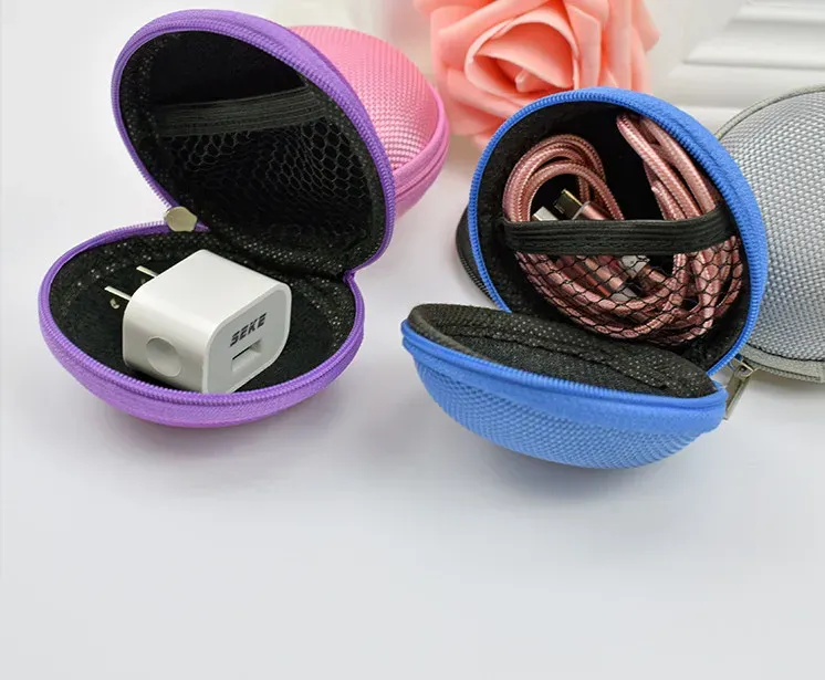 Colorful Earphone Storage Carrying Bag Rectangle Zipper Earpphone Earbud EVA Case Cover For USB Cable Key Coin Free DHL