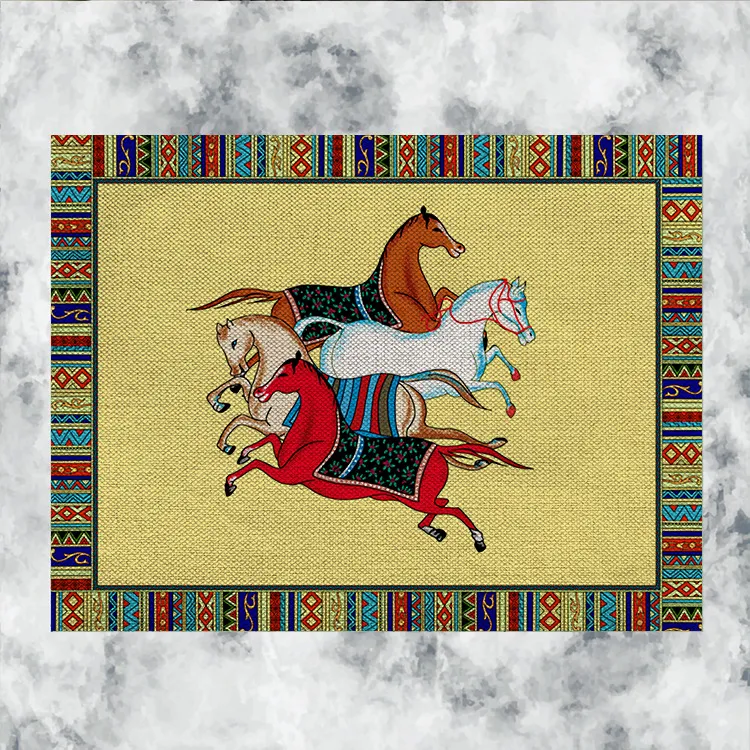 Luxury Deisgner Equatorial Jungle Horse Cotton and Linen Placemat Vase Mat Ashtray Pad Tray Mats Coaster Shooting Props