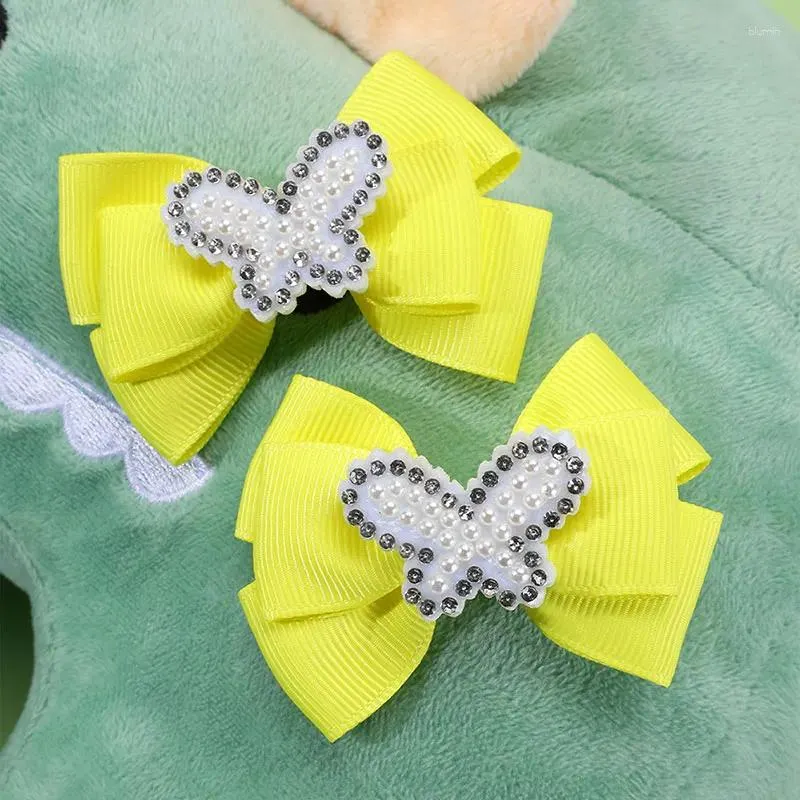 Akcesoria do włosów 2PCS Solidowa wstążka Bowknot Clips for Baby Girl