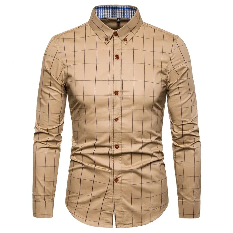 Mazowe mody bawełniane bawełniane koszule Mężczyzna wysokiej jakości koszula robocza długie rękaw Slim Fit Business Casual Shirt Men Sukienka 240312