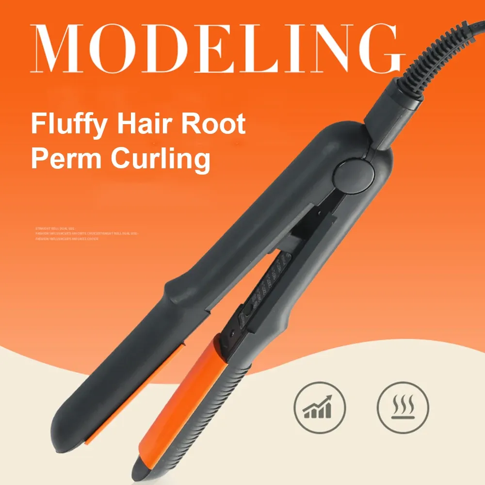 Ferros alisador de cabelo profissional em forma de u forma macia raiz de cabelo perm curling modelador de cabelo cerâmico com ajuste de temperatura de 5 velocidades