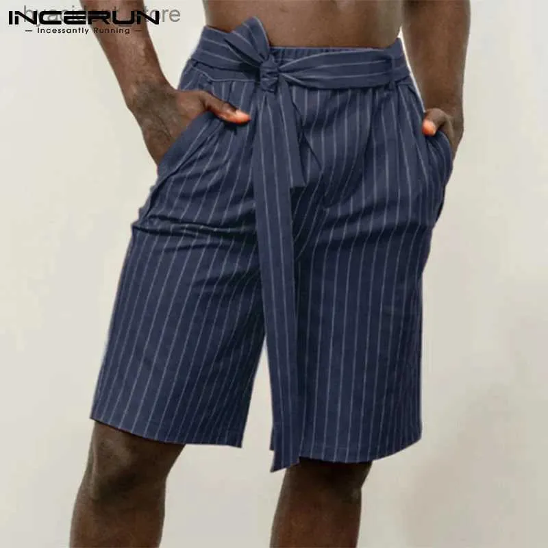 Herenshorts 2022 Amerikaanse stijl stijlvolle herenbroeken losse, comfortabele mannelijke all-match eenvoudige gestreepte shorts met veters en print S-5XL L240320