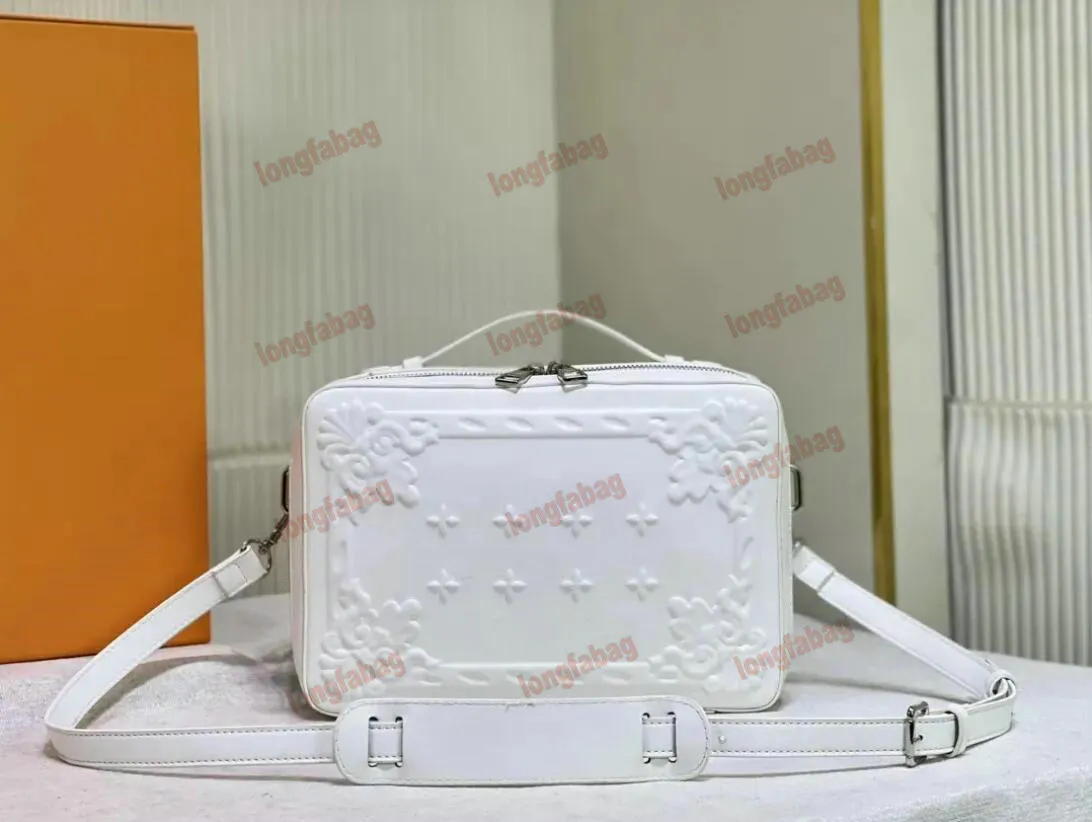 Fashionable embossed box bag for men and women designer sac plat handbag cow leather embossed shoulder crossbody handbag