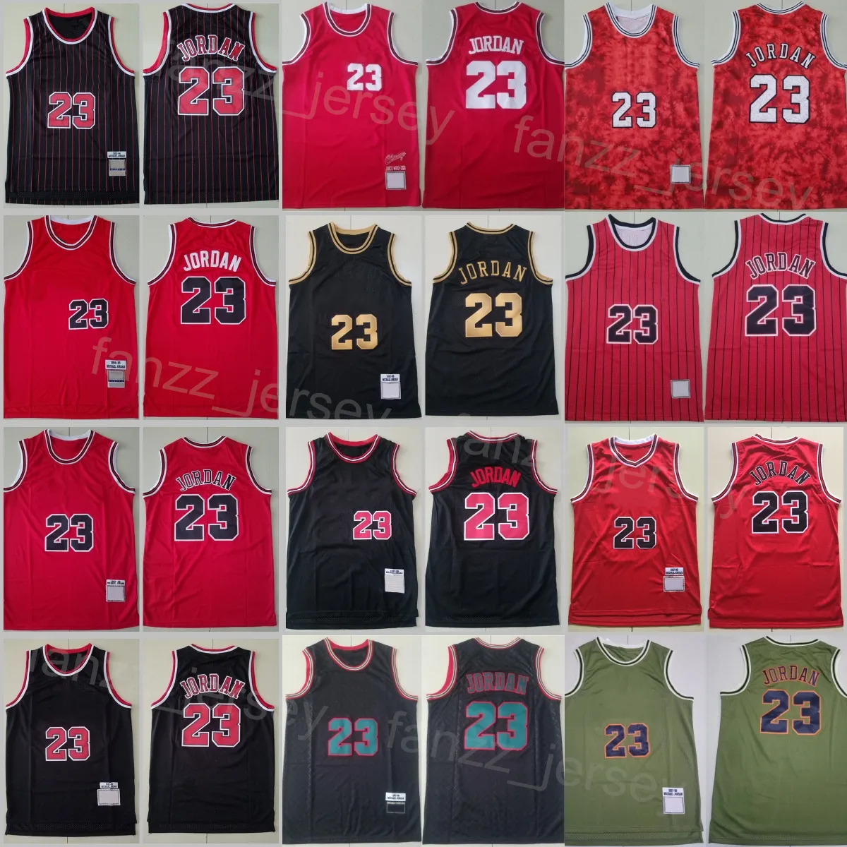 Män basket 23 Michael Jerseys MJ Mike Sport Shirts Throwback Split Half Top Quality Retro All Star Stitched Red White Black Team Vintage 1997 1998 1996 1993