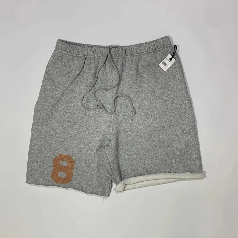 Mäns shorts toppkvalitet gd svett shorts grå manlig kvinnlig nummer 8 fleece vintage bomullshorts män j240319