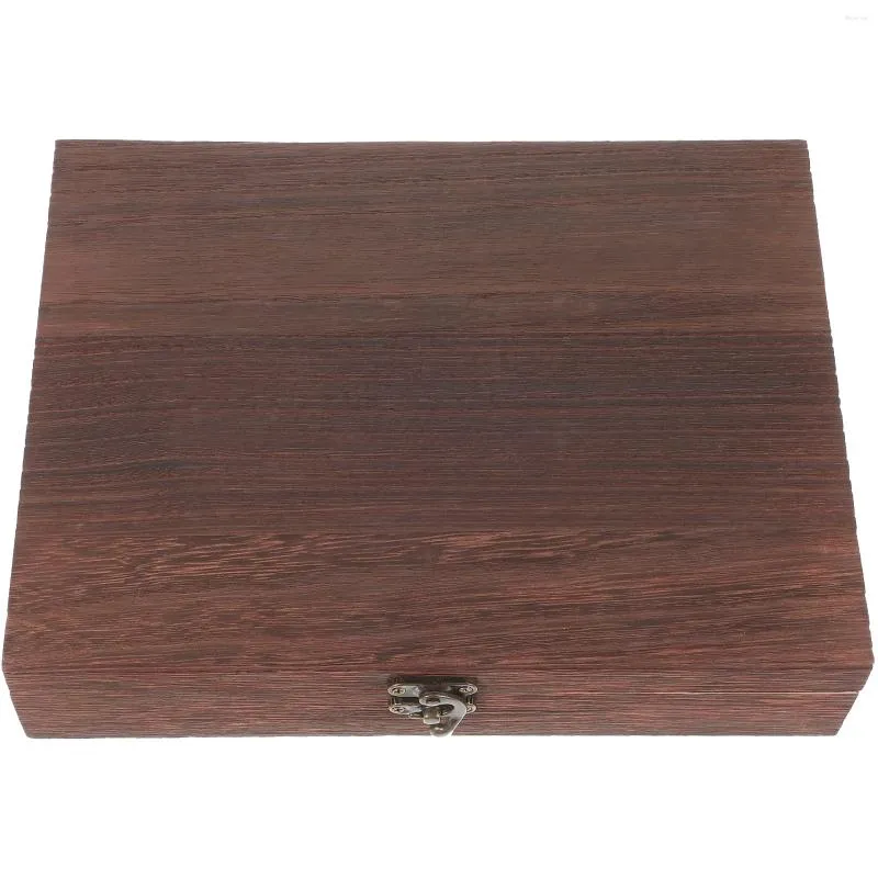 Подарочная упаковка, деревянная коробка для хранения в стиле ретро, антикварный футляр с сокровищами, простой контейнер, пыленепроницаемый с замком