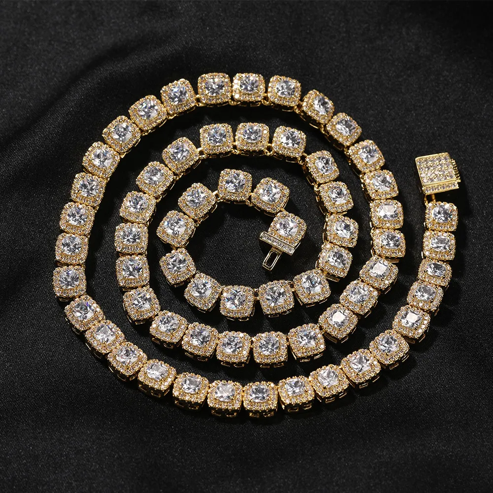 Hoge kwaliteit 7 mm hiphop vierkante rock snoep ketting zirkonia charme vierkante sluiting sieraden set