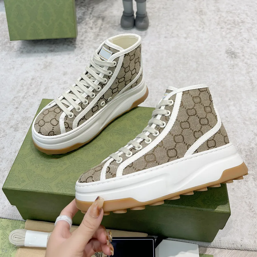 مصمم أحذية قماشية عالية أعلى رسالة عالية الجودة أحذية رياضية غير رسمية للأحذية المصممة Ltaly Beige Ebony Canvas Tennis Tennis Tennis Fuckury Fabrics