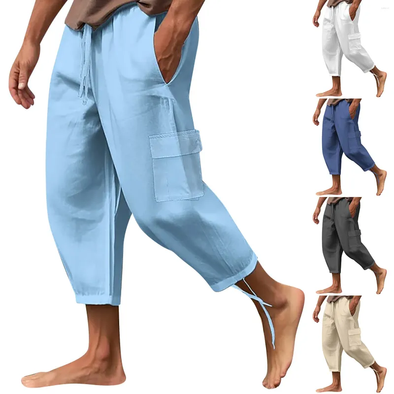 Men's Pants Beach With Slit Cuffs For Comfortable And Breathable Casual Simple Solid Color Soft Fabric Ropa De Hombre