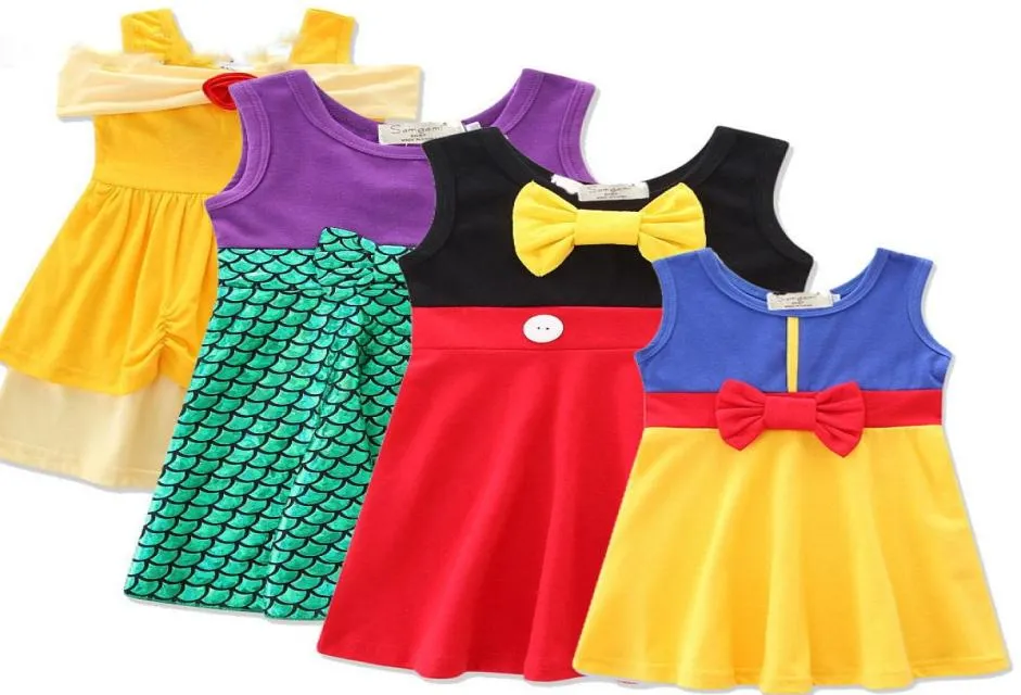 Nya babyflickor prinsessklänning Sommartecknad barn Bow Princess Dresses Kids Clothing C21521604710