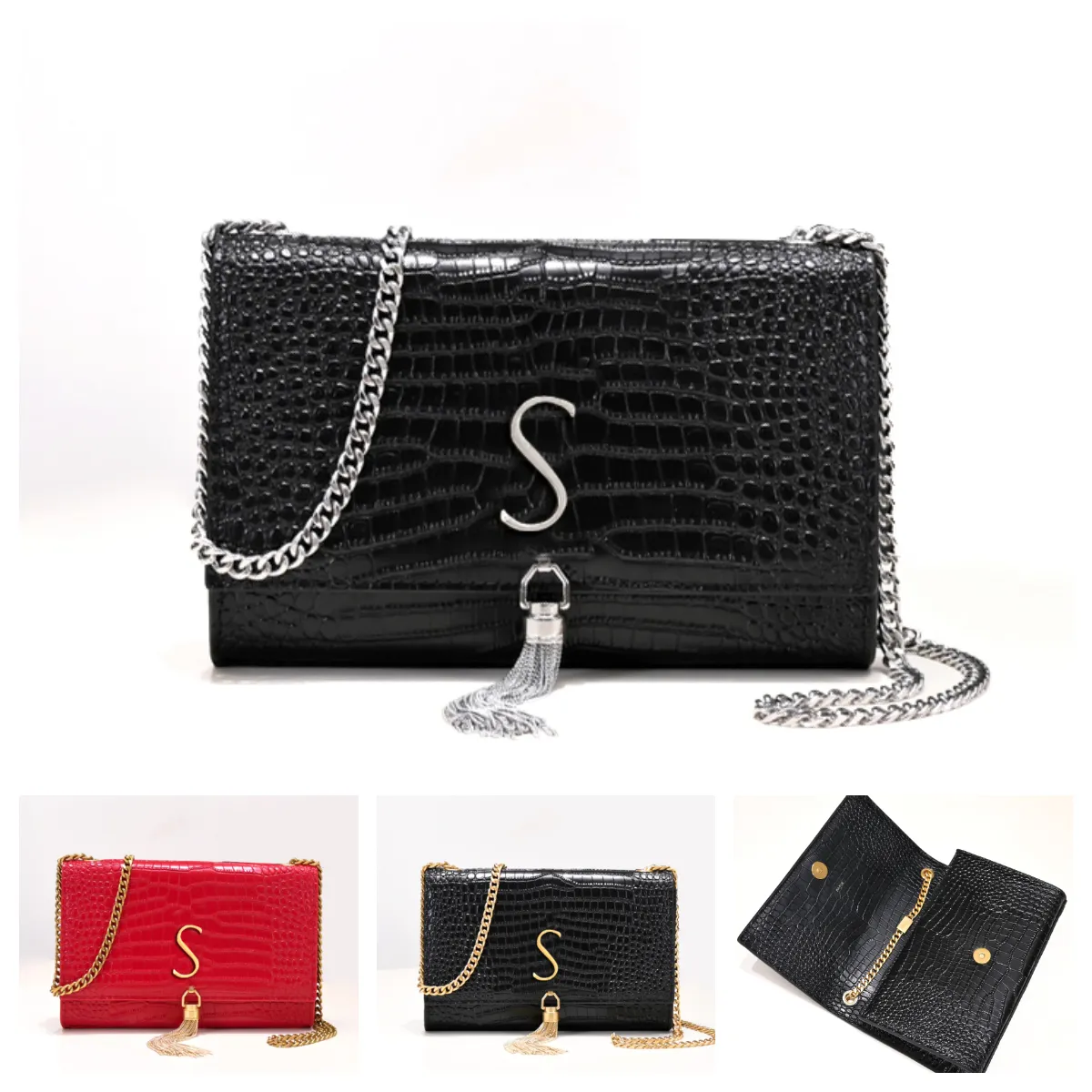 Luxury Crocodile Tassel Handbag Designer Shoulder Bag Chain Flap Women's Bag Classic Fashion Crossbody Purse Wallet