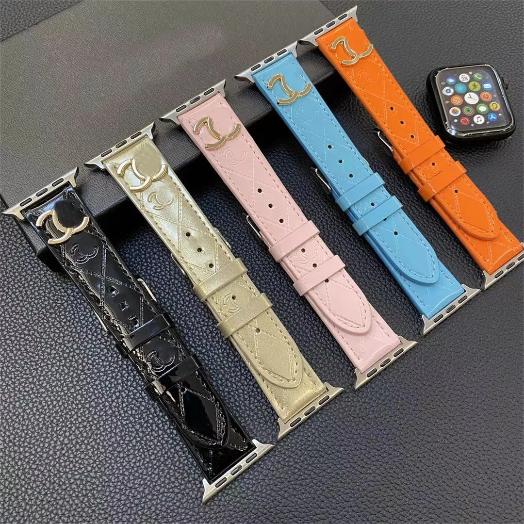 Diseñador Apple Watch Band Pequeño incienso para Apple Watch 1 2 3 4 5 6 7 8 9 SE Ultra Bands 38MM 40MM 41MM 42MM 45mm 44mm 49mm Marca de lujo C Telas de cuero