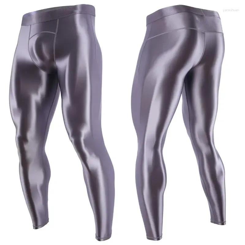 Men's Pants Glossy Sexy Sweatpants Tight Yoga Leggings Satin Training Skinny Plus Size Sports Trousers