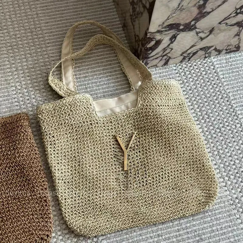 Nova praia bolsa de ombro palha casual tote moda 2024 designer tecido sacos compras verão alta qualidade bolsas