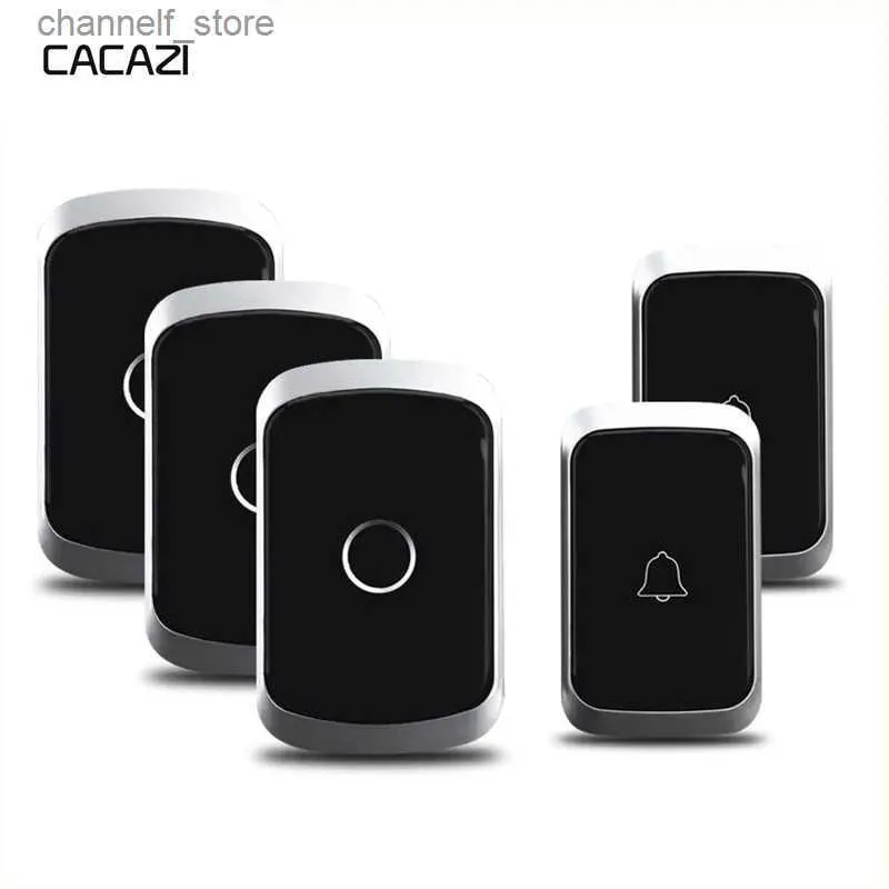 Doorbells CACAZI Wireless Doorbell waterproof 60 Chimes 5 Volume 0-110dB US EU UK plug Home Cordless Bell 1 2 Button 1 2 3 ReceiverY240320