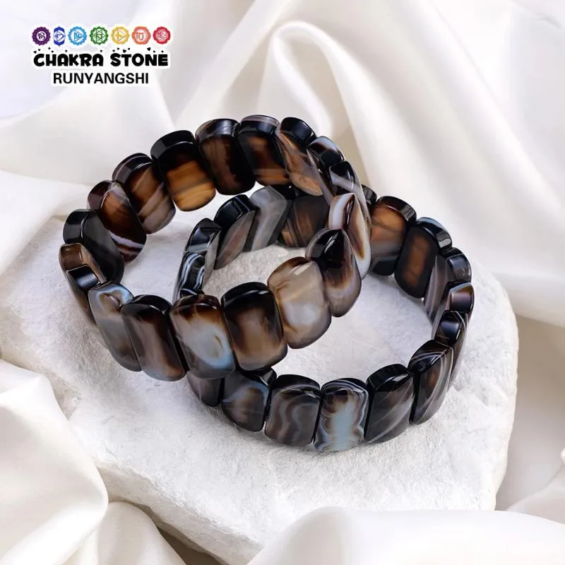 Figurines décoratives Bracelet en Agate de Quartz en cristal naturel pour femmes hommes cadeaux aigue-marine Jades bijoux Agates Bracelets élastiques